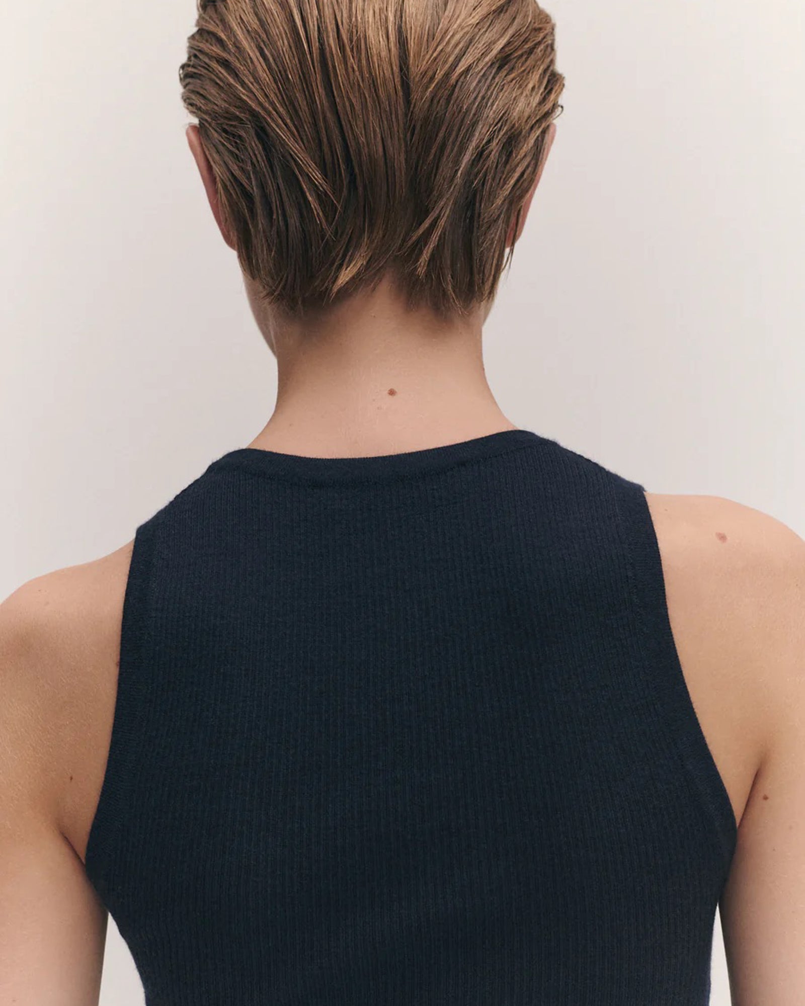 Tierna Fine Rib Merino Tank | Navy