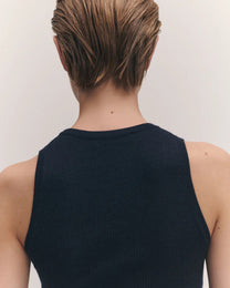 Tierna Fine Rib Merino Tank | Navy