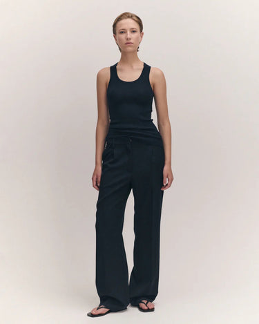 Tierna Fine Rib Merino Tank | Navy