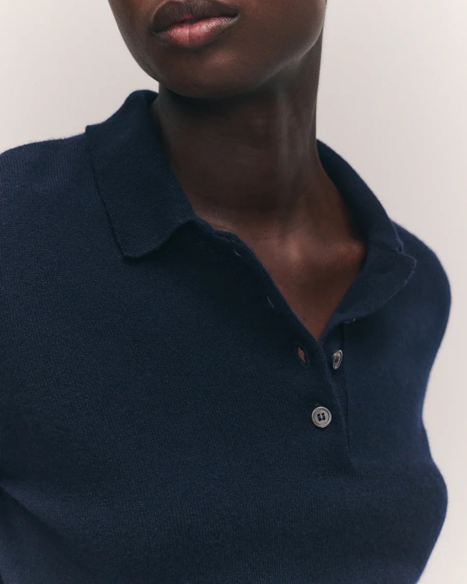 Aoife Cashmere Polo Shirt | Navy