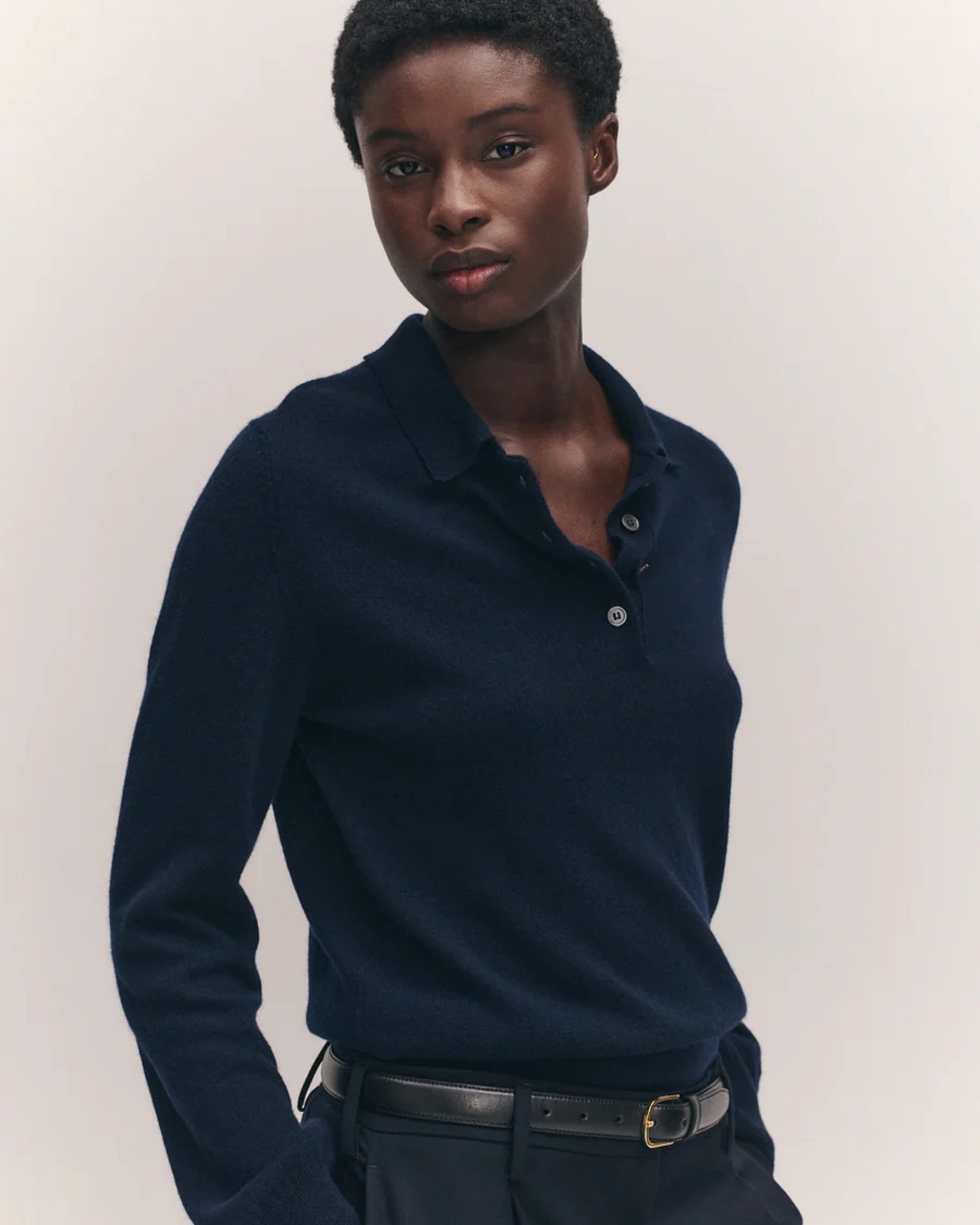 Aoife Cashmere Polo Shirt | Navy