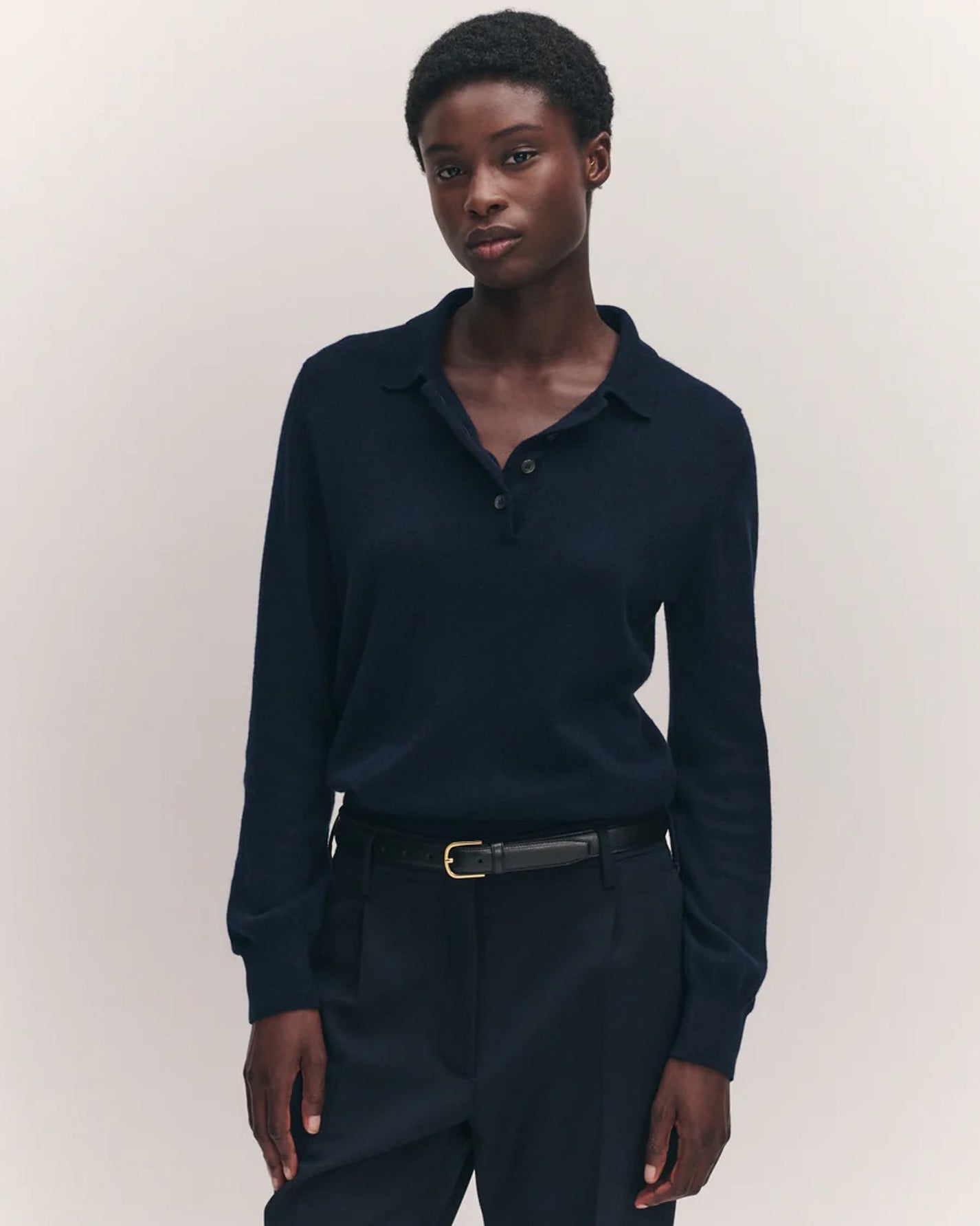 Aoife Cashmere Polo Shirt | Navy