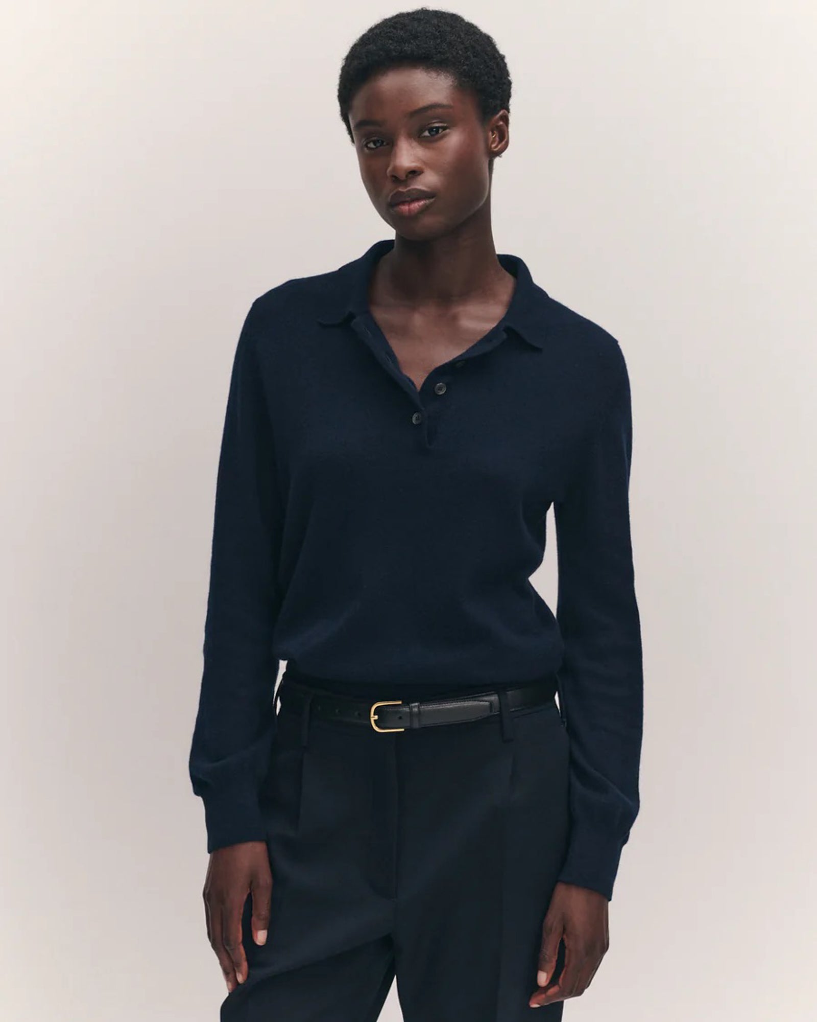 Aoife Cashmere Polo Shirt | Navy