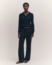 Aoife Cashmere Polo Shirt | Navy