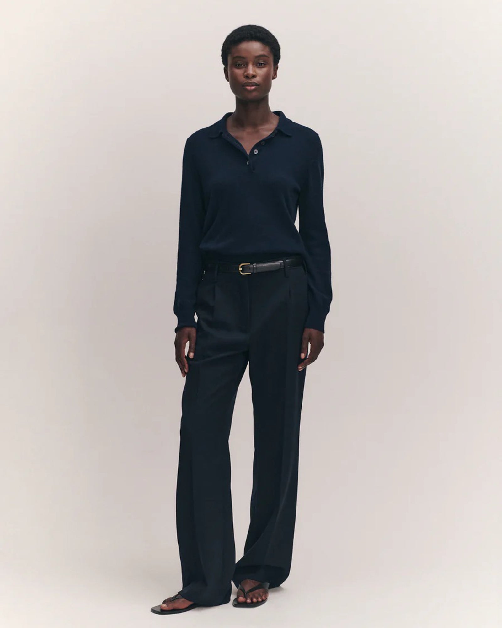 Aoife Cashmere Polo Shirt | Navy