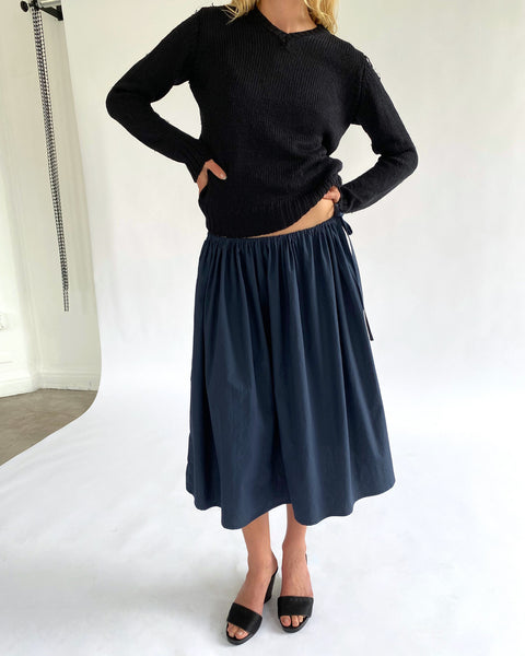 Brooke Callahan Tie Skirt | Navy | RAASTED