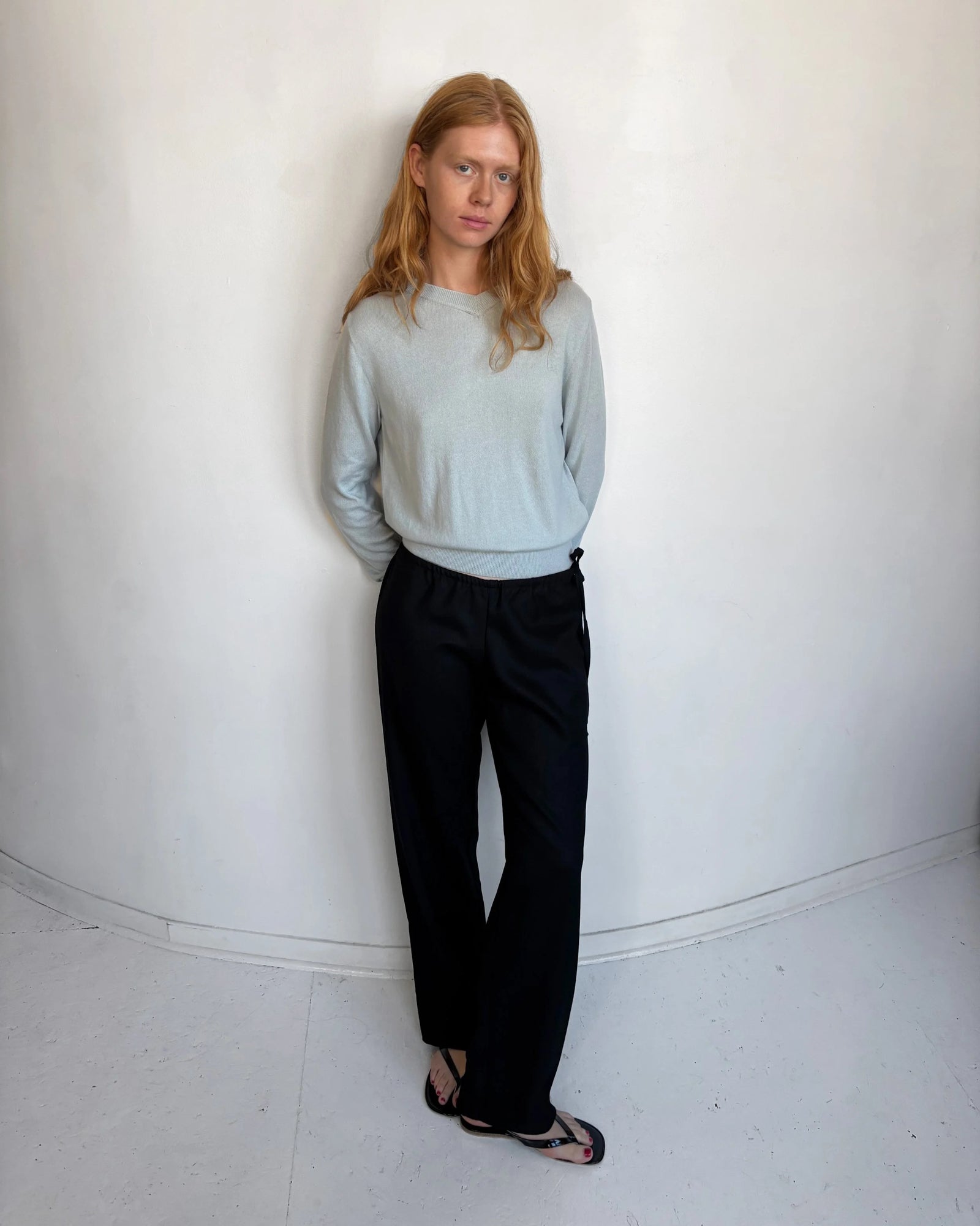 Wool Tie Pants | Black