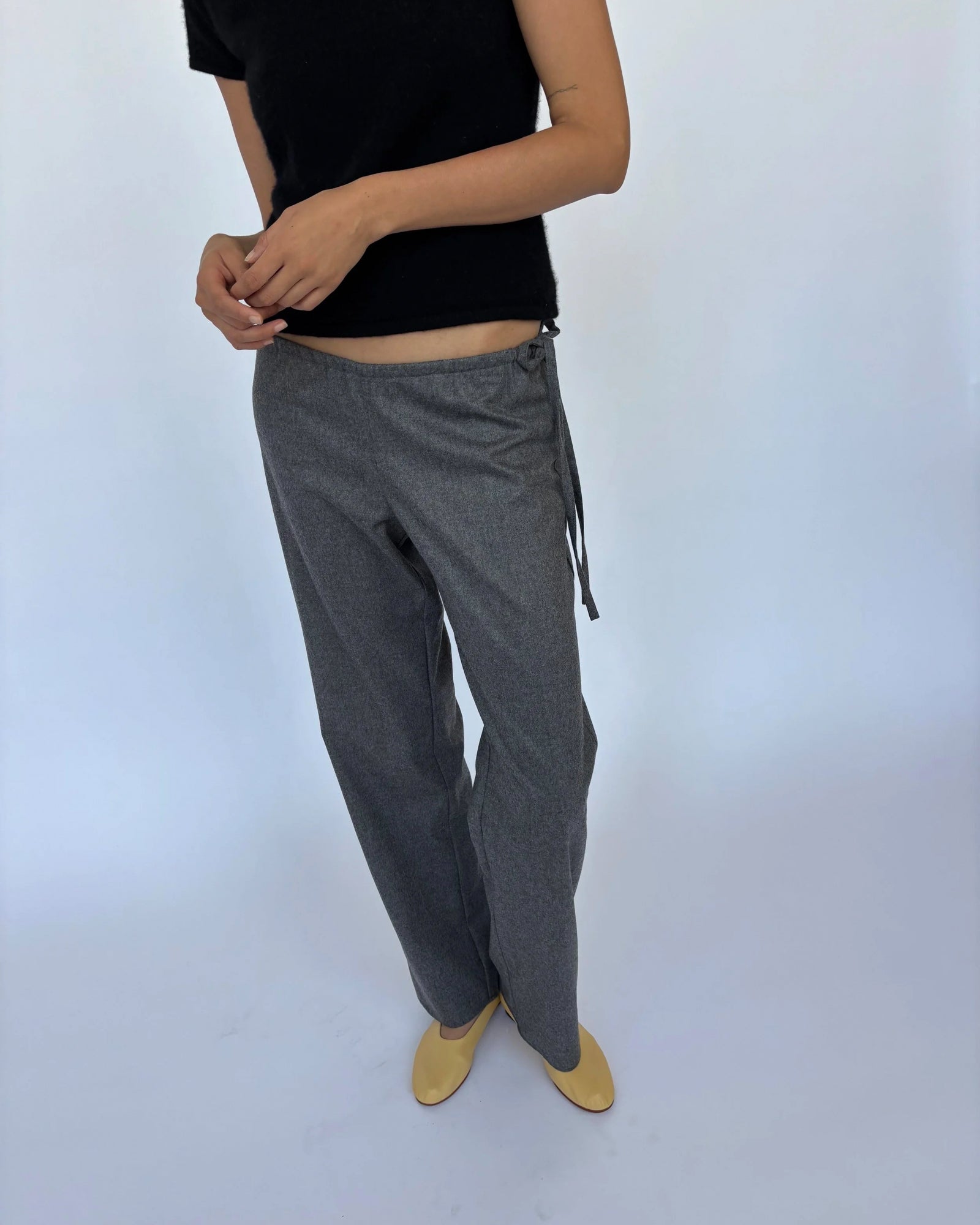 Wool Tie Pants | Grey