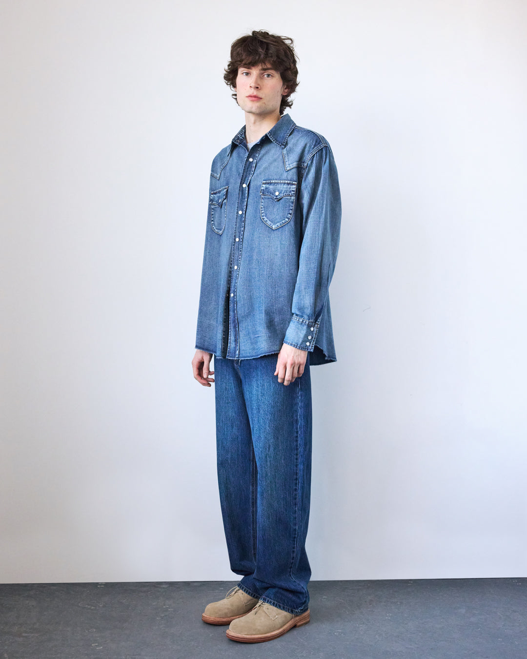 Denim Western Shirt | Mid Indigo Wash