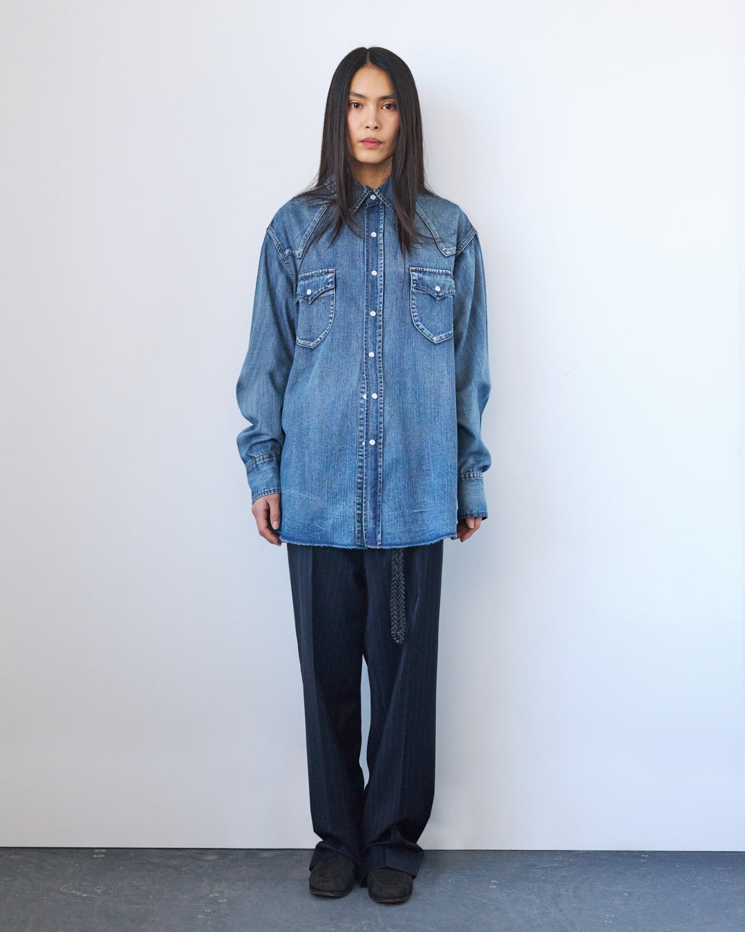 Denim Western Shirt | Mid Indigo Wash