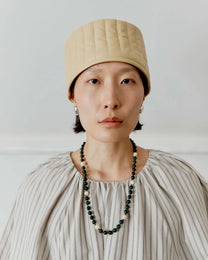 Japanese Cotton Tilda Mini Dress | Natural/Slate Stripe