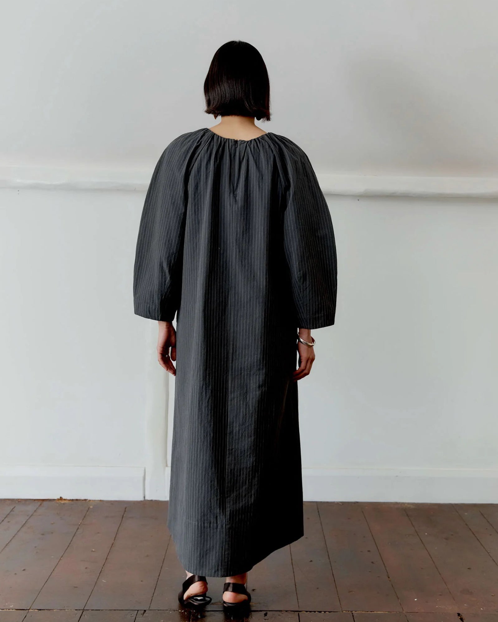 Japanese Cotton Tilda Dress | Slate Stripe