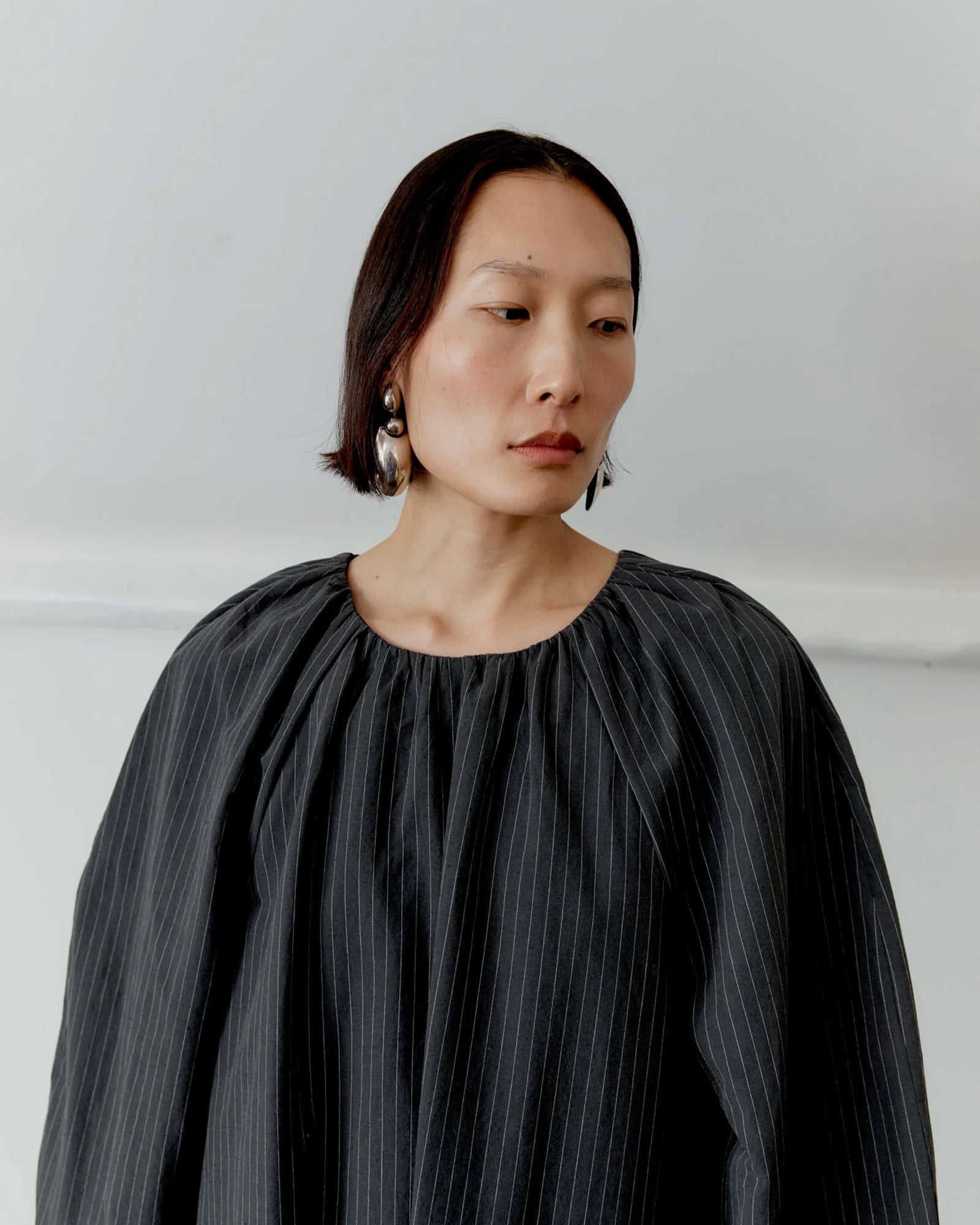 Japanese Cotton Tilda Dress | Slate Stripe