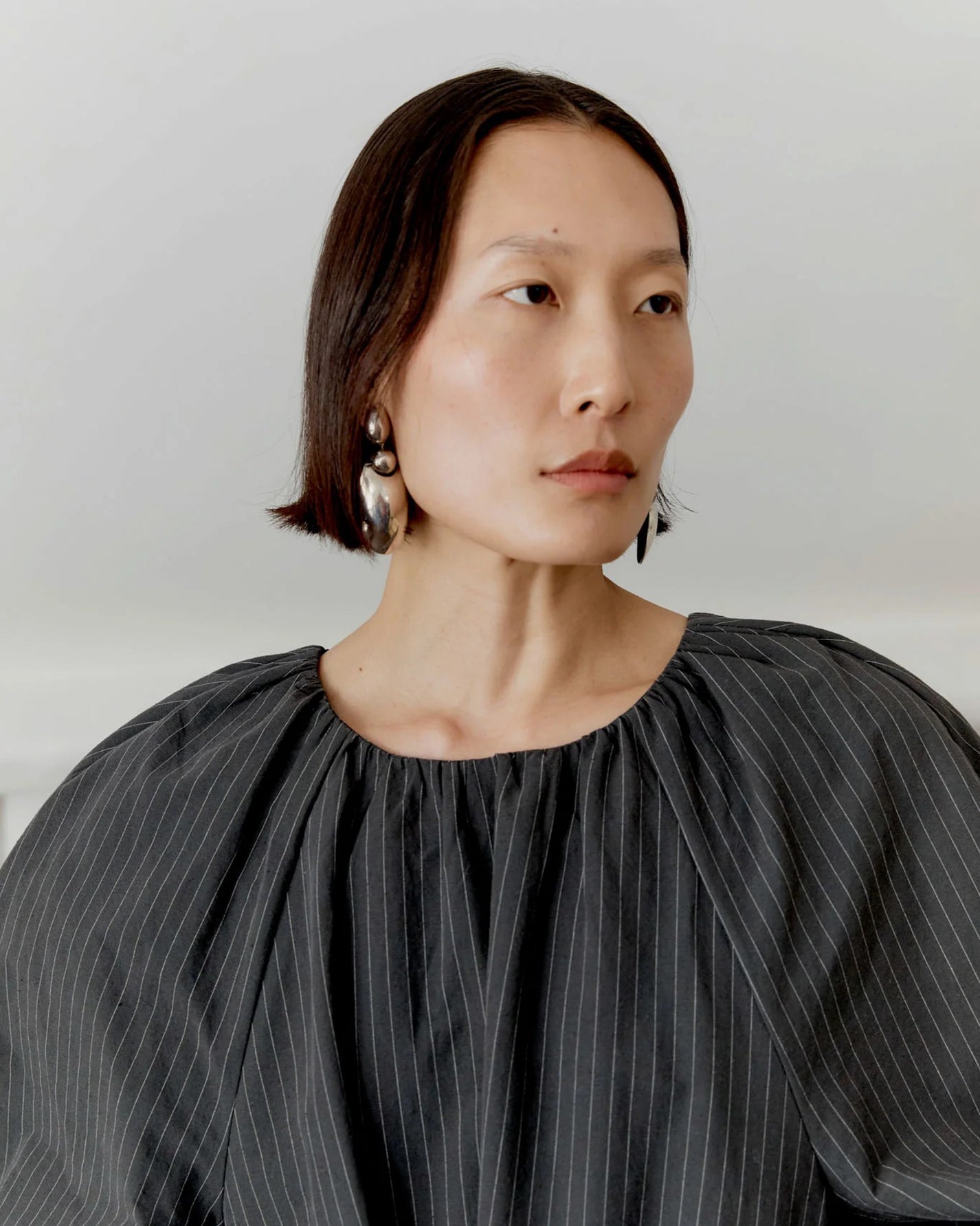 Japanese Cotton Tilda Dress | Slate Stripe