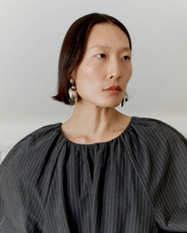 Japanese Cotton Tilda Dress | Slate Stripe