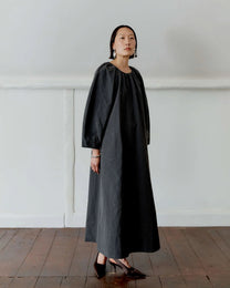 Japanese Cotton Tilda Dress | Slate Stripe