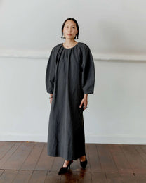 Japanese Cotton Tilda Dress | Slate Stripe