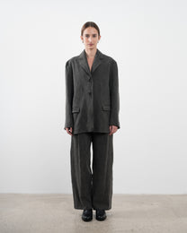 Japanese Textured Linen Andie Blazer | Charcoal