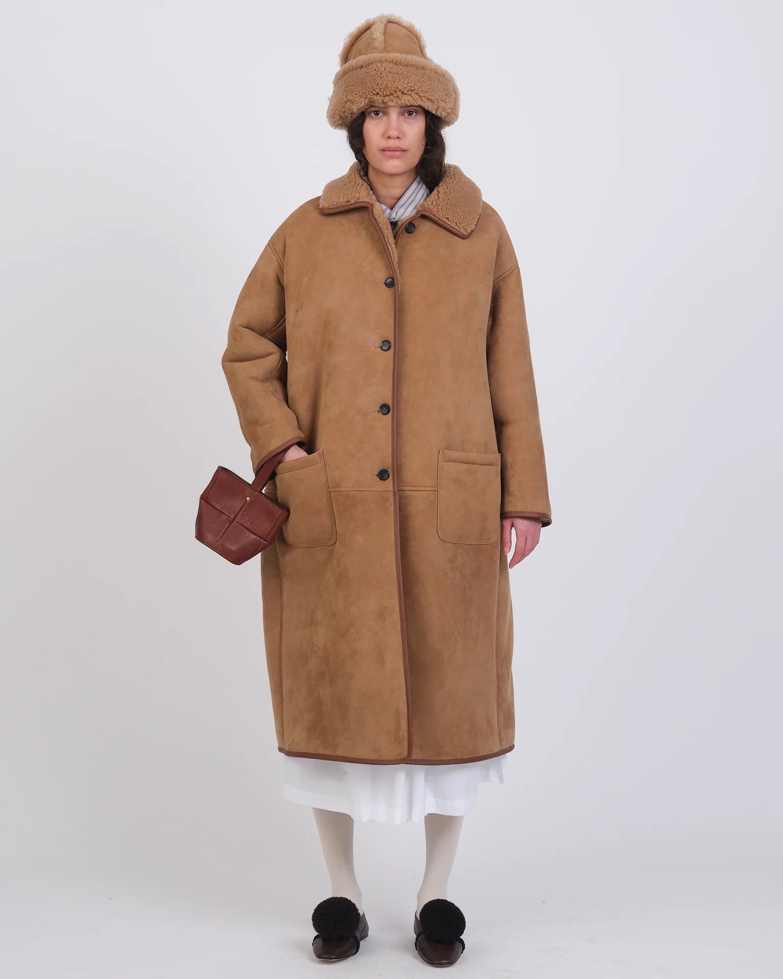 Reversible Suede Roo Coat | Tan