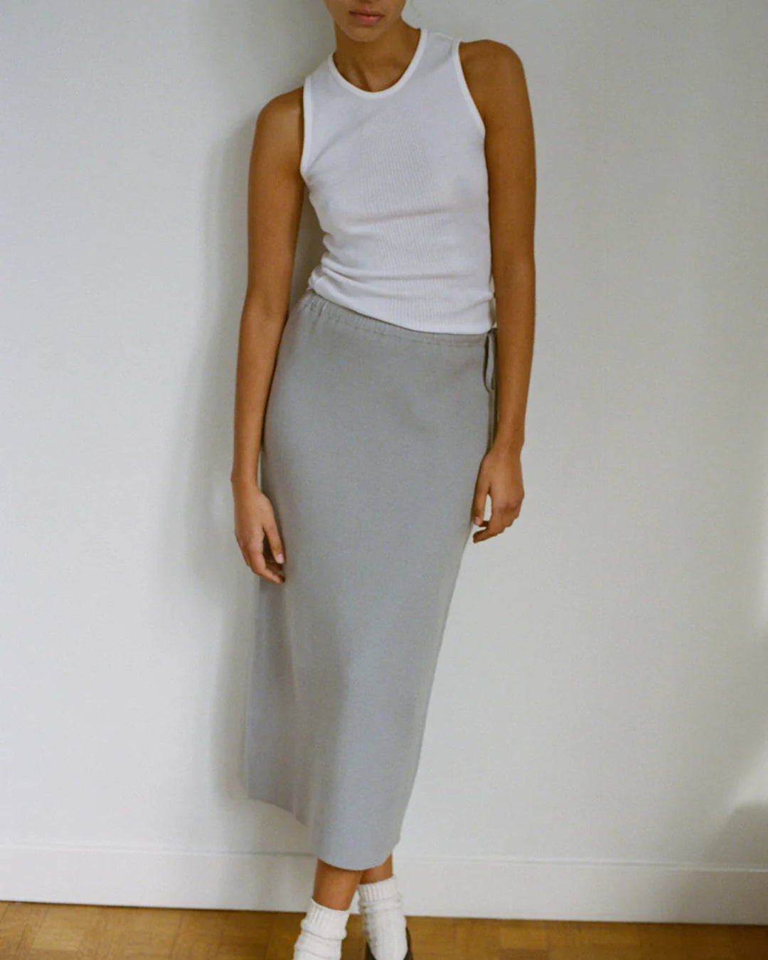 The Tie Tube Skirt | Grey