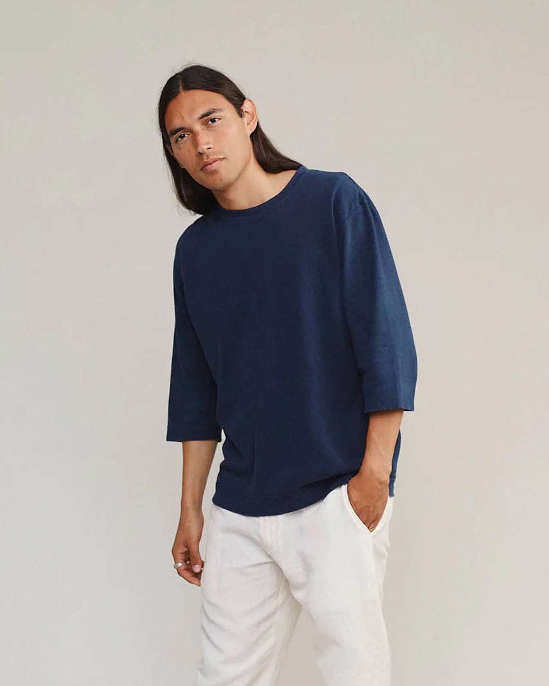 Cardiff 3/4 Sleeve Tee | Navy