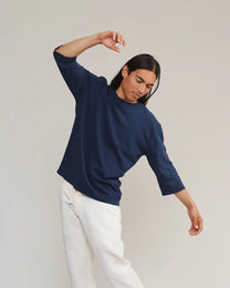 Cardiff 3/4 Sleeve Tee | Navy