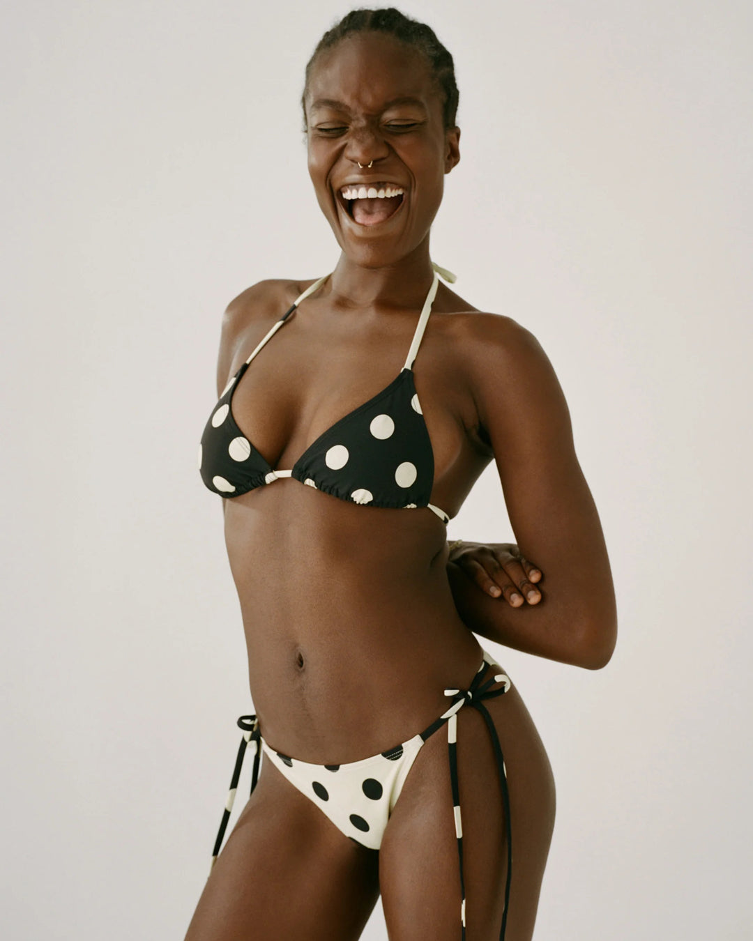 String Bottom | Polka Dot Black/Cream