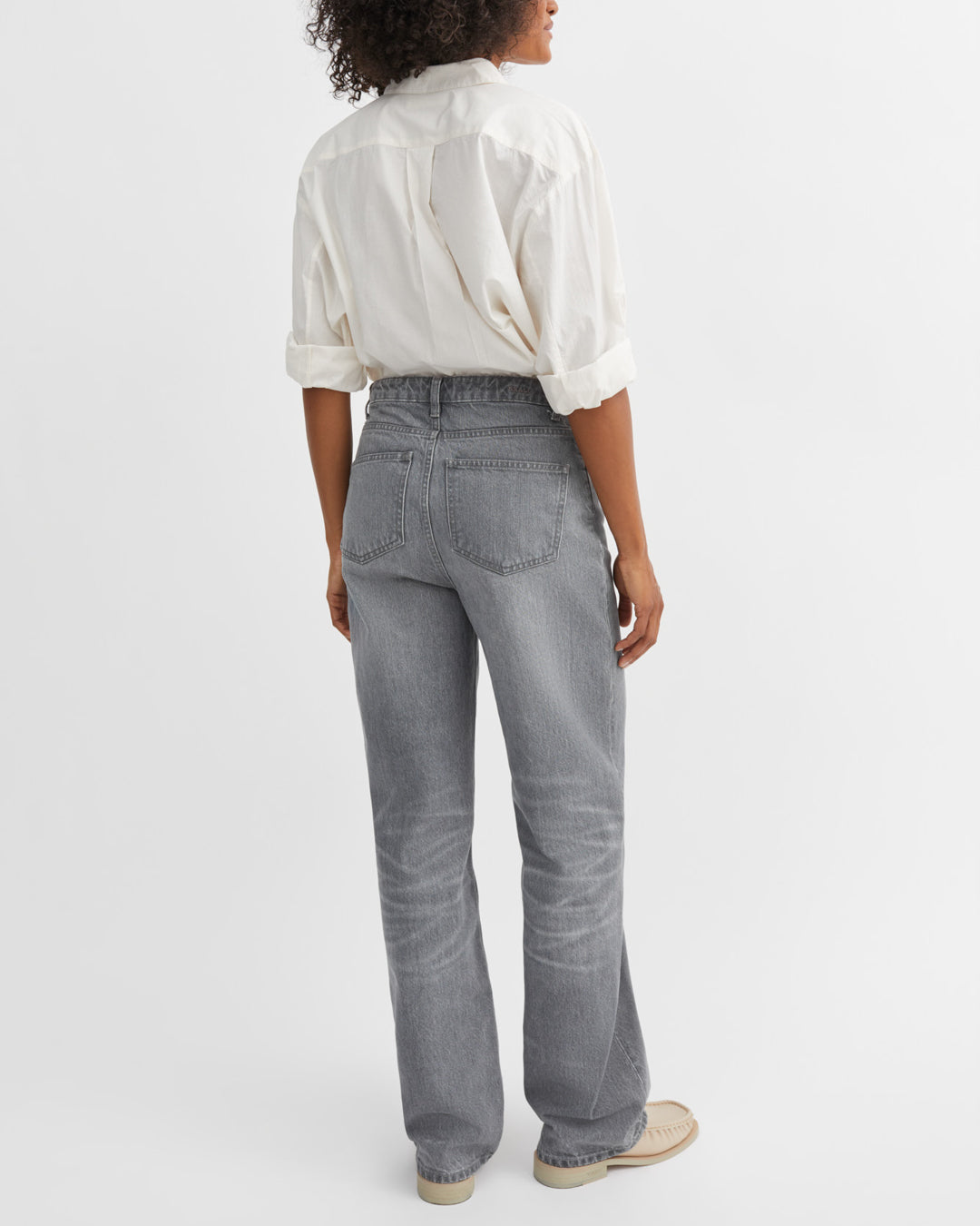 Maddy Straight Jeans | Worn Light Grey