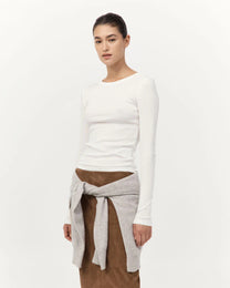 Organic Cotton Long Sleeve Top | White