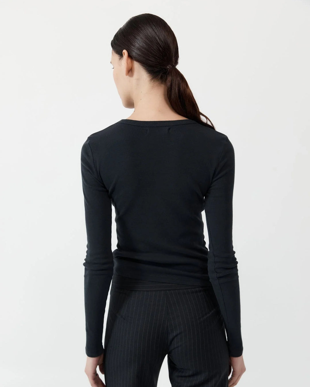 Organic Cotton Long Sleeve Top | Jet Black