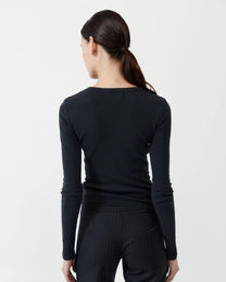 Organic Cotton Long Sleeve Top | Jet Black