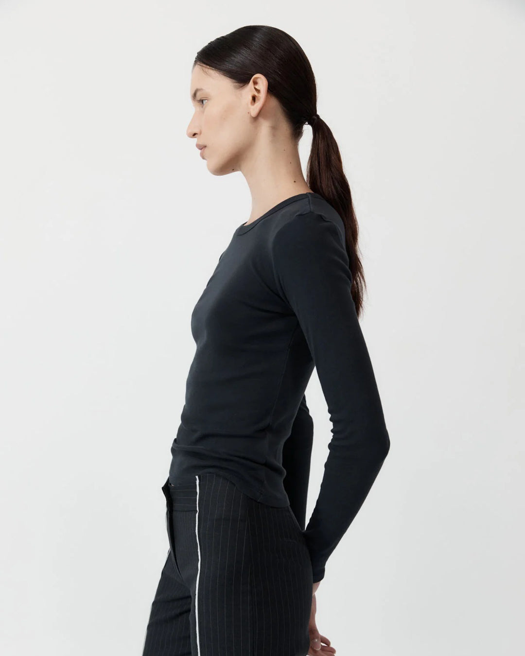 Organic Cotton Long Sleeve Top | Jet Black