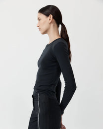 Organic Cotton Long Sleeve Top | Jet Black