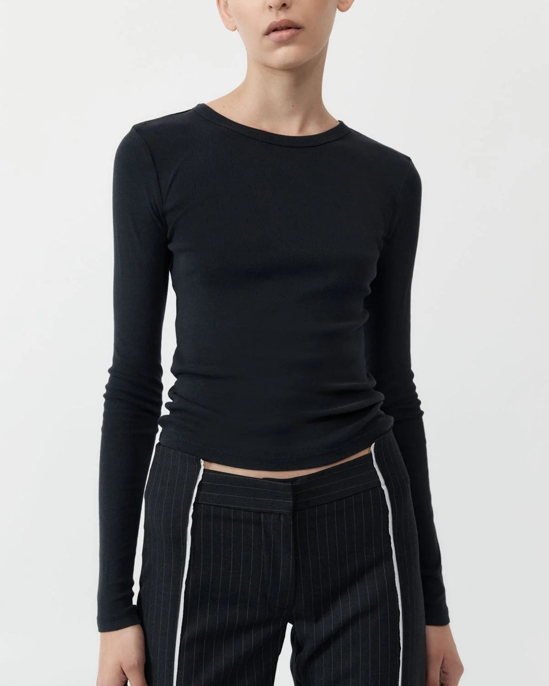 Organic Cotton Long Sleeve Top | Jet Black