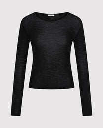 Baby Wool Long Sleeve Top | Black