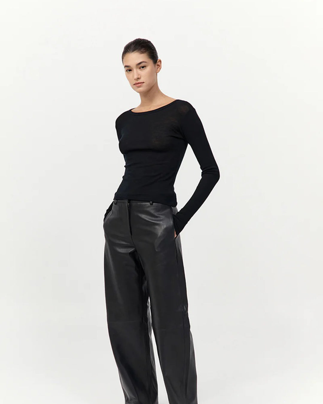 Baby Wool Long Sleeve Top | Black