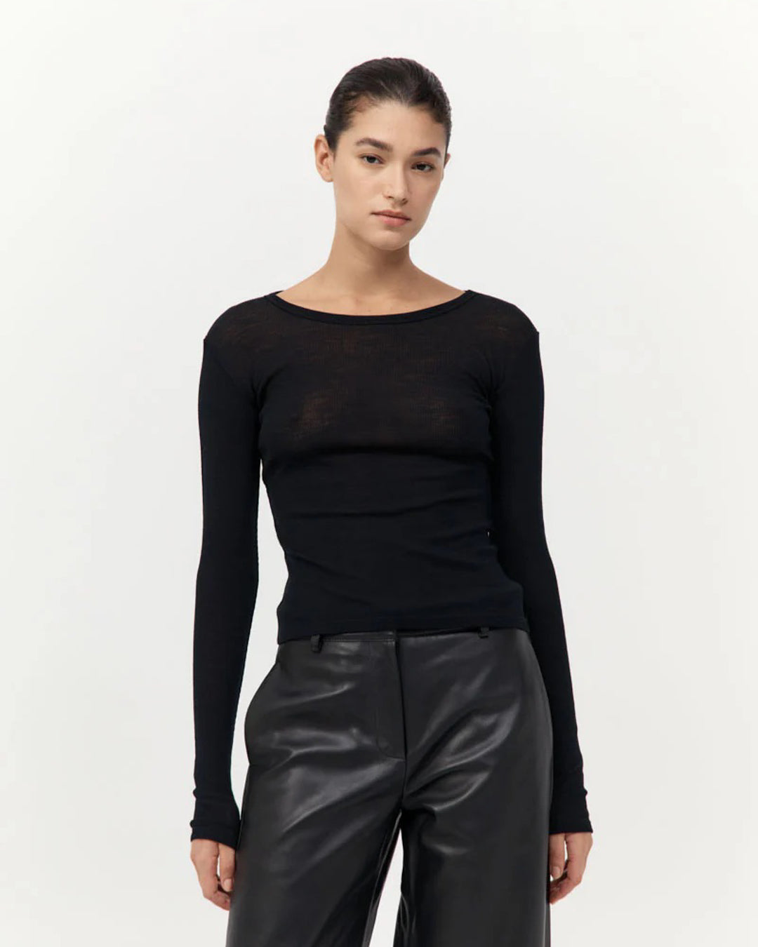 Baby Wool Long Sleeve Top | Black