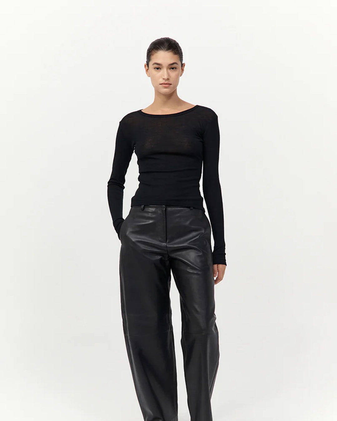 Baby Wool Long Sleeve Top | Black