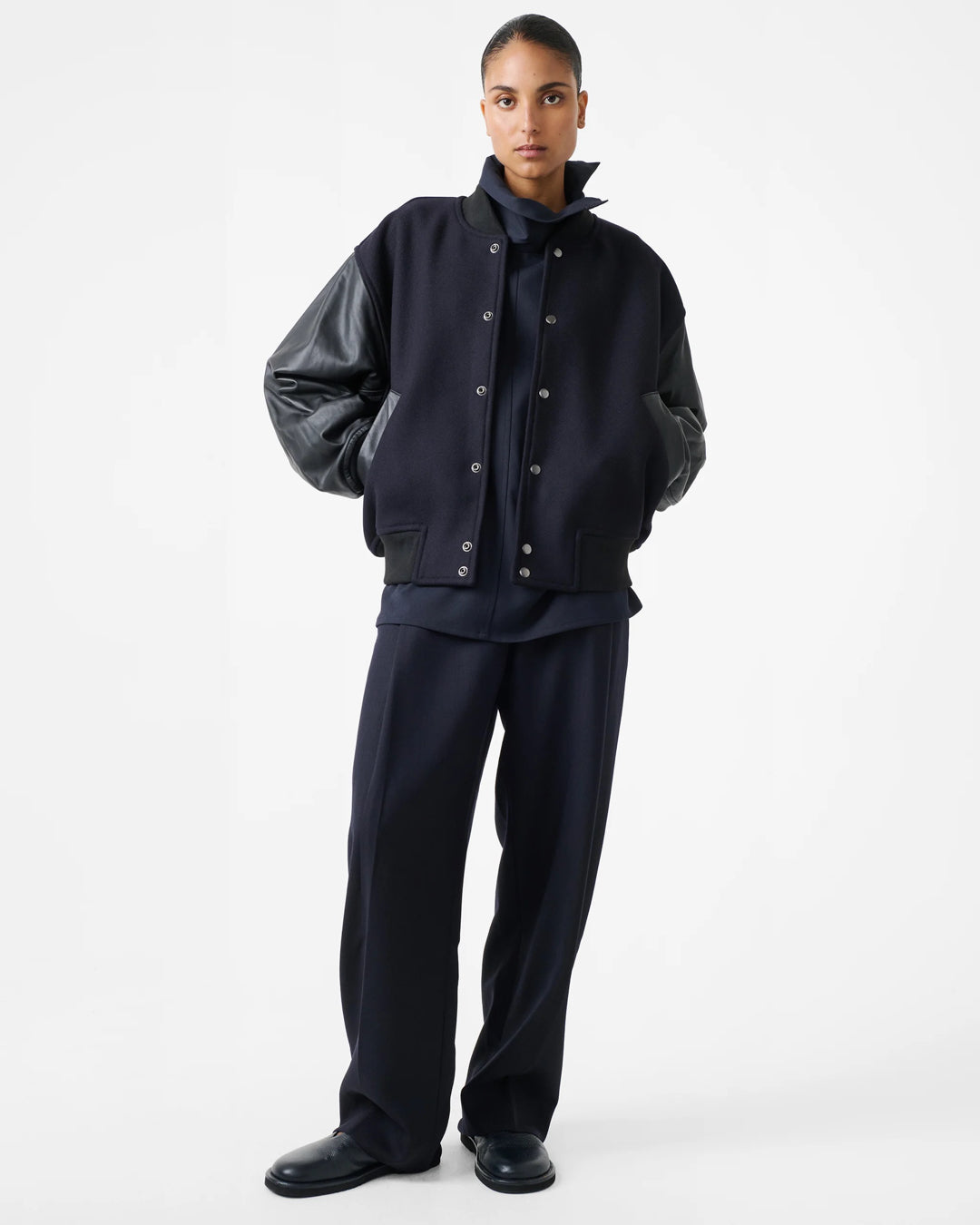 Vai Tropical Wool Pant | Darkest Navy