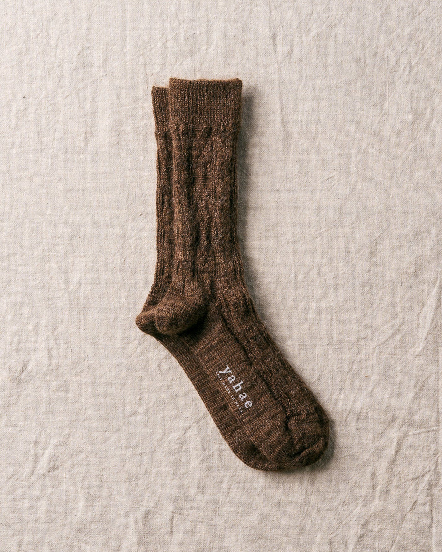 Alpaca Cable Pattern Socks | Brown