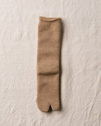 Organic Cotton Yak Pile Tabi Socks | Brown