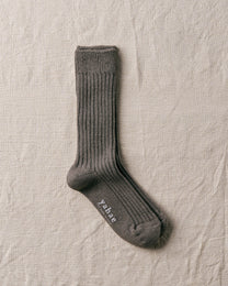 Organic Cotton Yak Ribbed Socks | Dark Grey