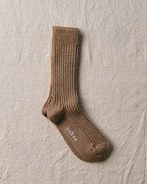 Organic Cotton Yak Ribbed Socks | Brown