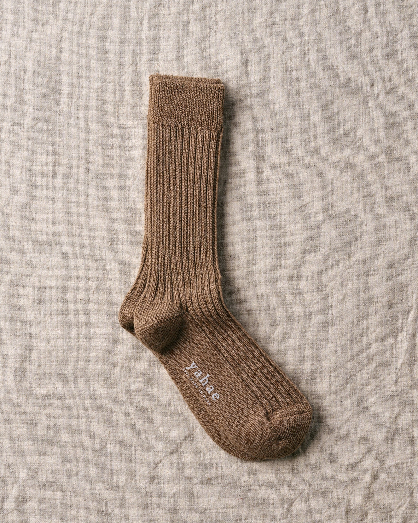 Organic Cotton Yak Ribbed Socks | Brown