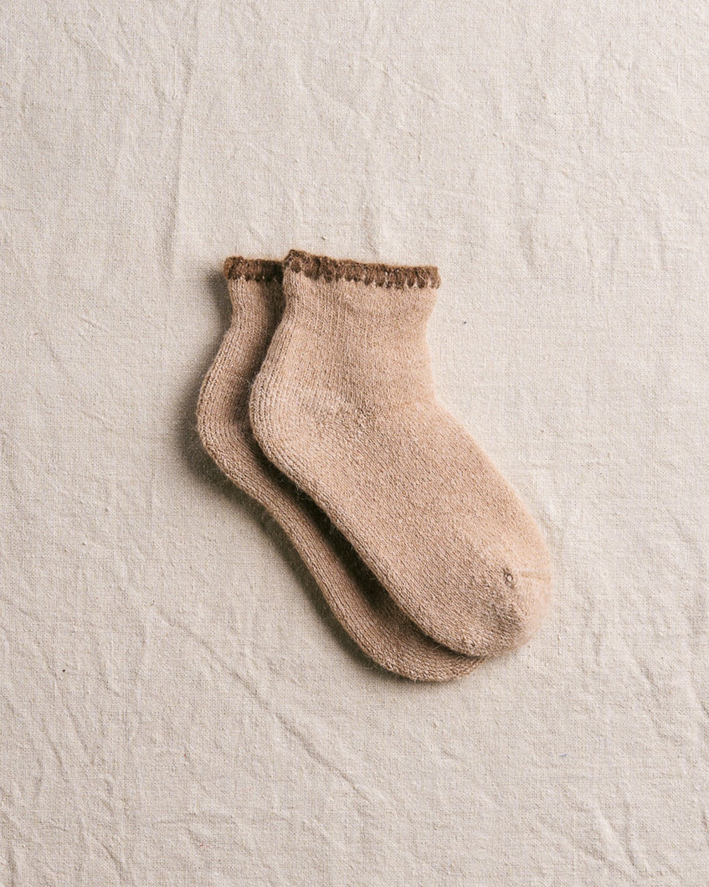 Alpaca Cotton Garland Stitch Pile Socks | Beige