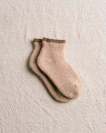 Alpaca Cotton Garland Stitch Pile Socks | Beige