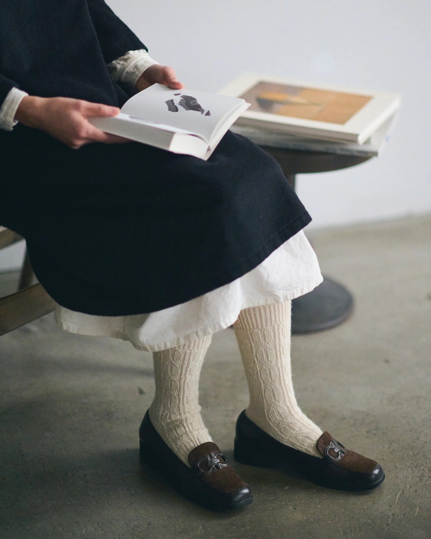 Alpaca Cable Pattern Socks | Natural