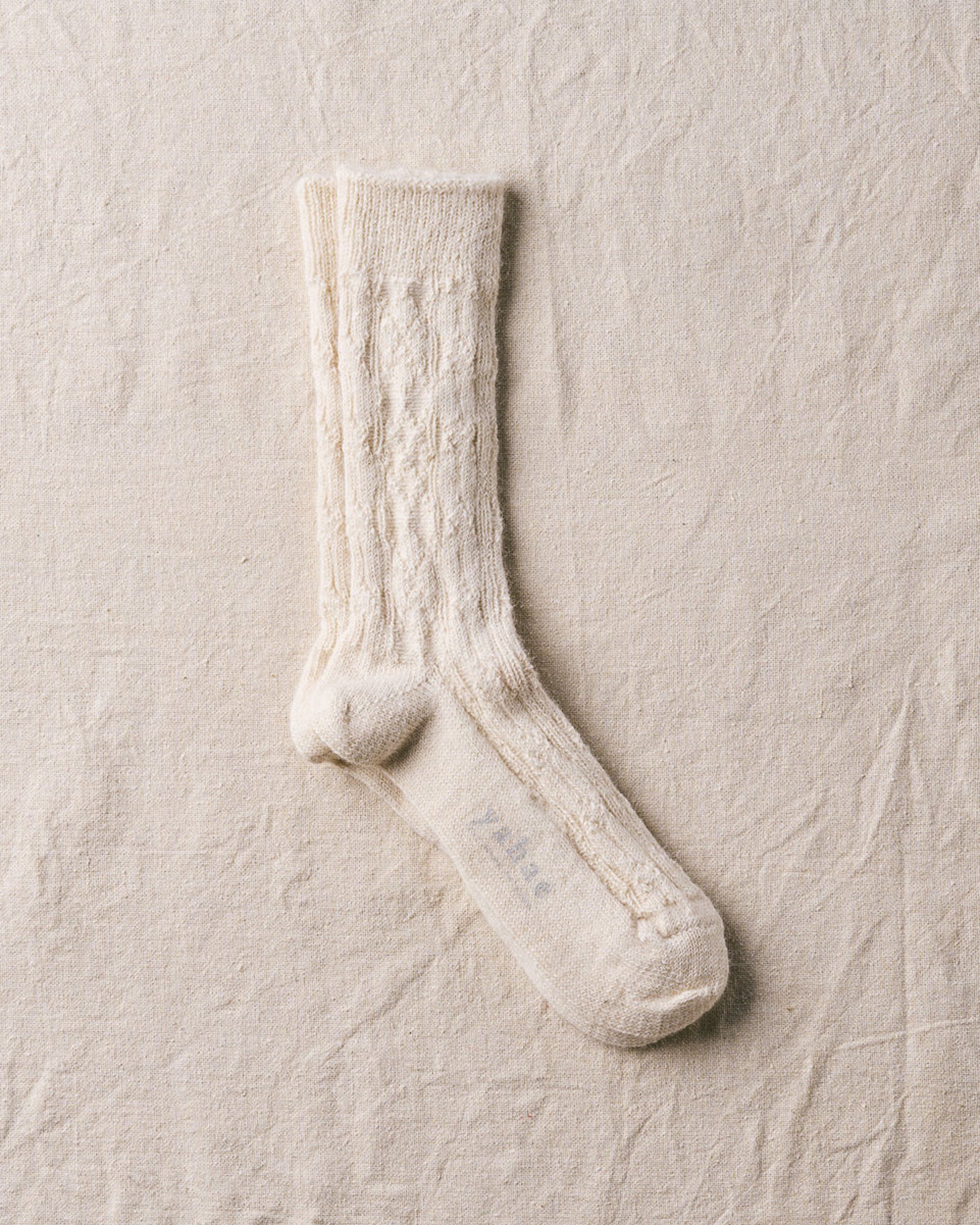Alpaca Cable Pattern Socks | Natural