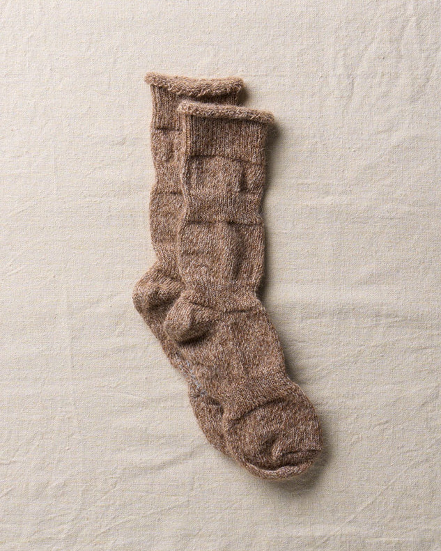 Alpaca Linen Ploot Socks | Brown