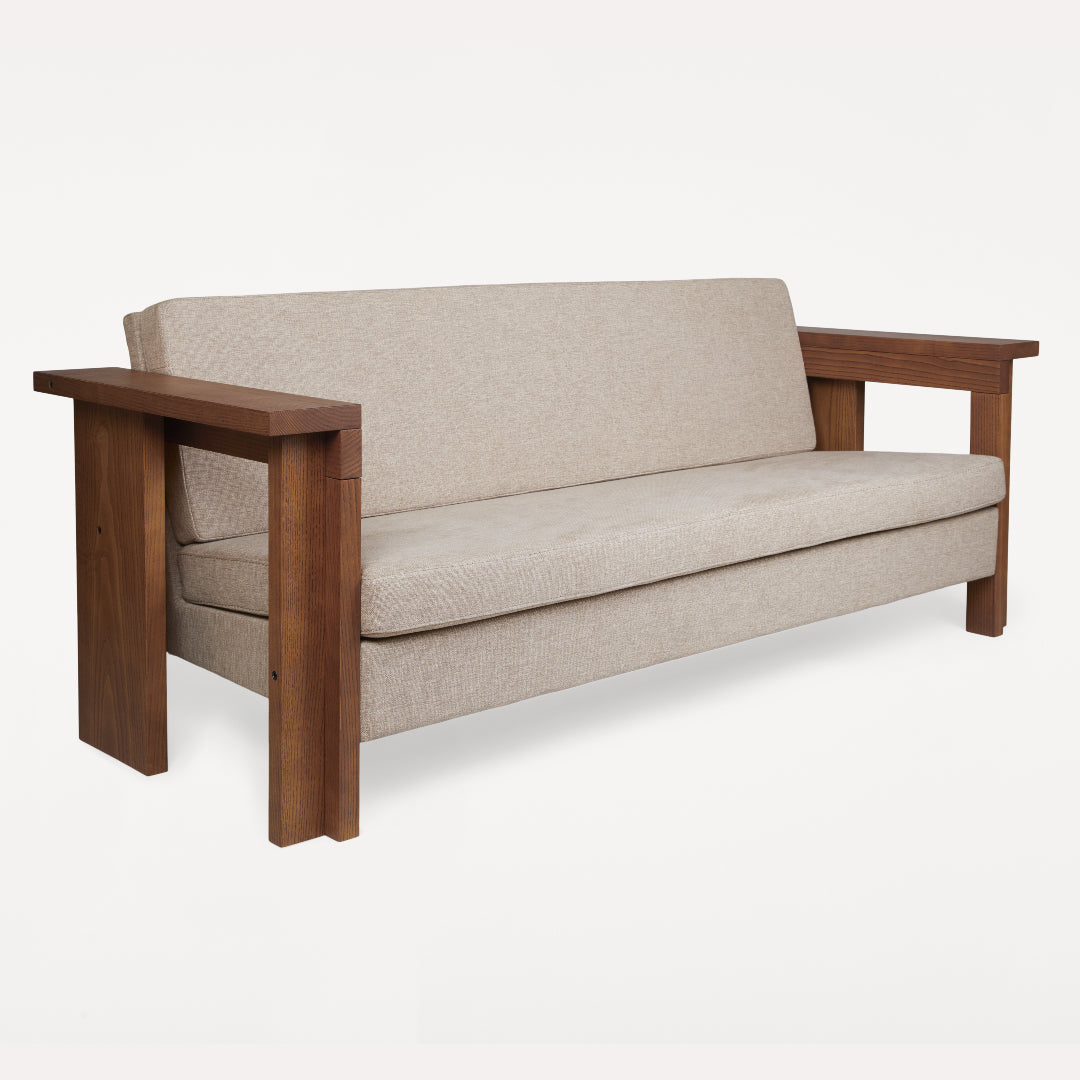Symmetry Couch | Ash Wood | Oat Fabric